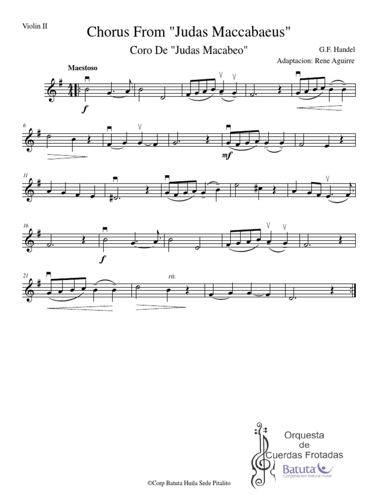 Judas Maccabaeus Handelx Violin II PDF