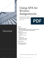 Using APA For Written Assignments: Seyed-Reza Hosseinifar Acsenda School of Management A P R I L, 2 0 2 0