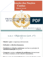 ONU - PrincÃ - Pios, Objectivos e Qualidade de Membros