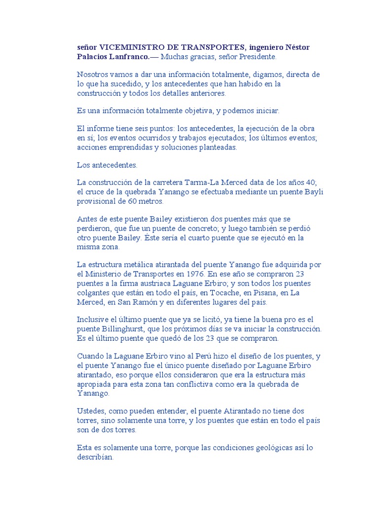 Puente Yanango PDF Puente Hormigón
