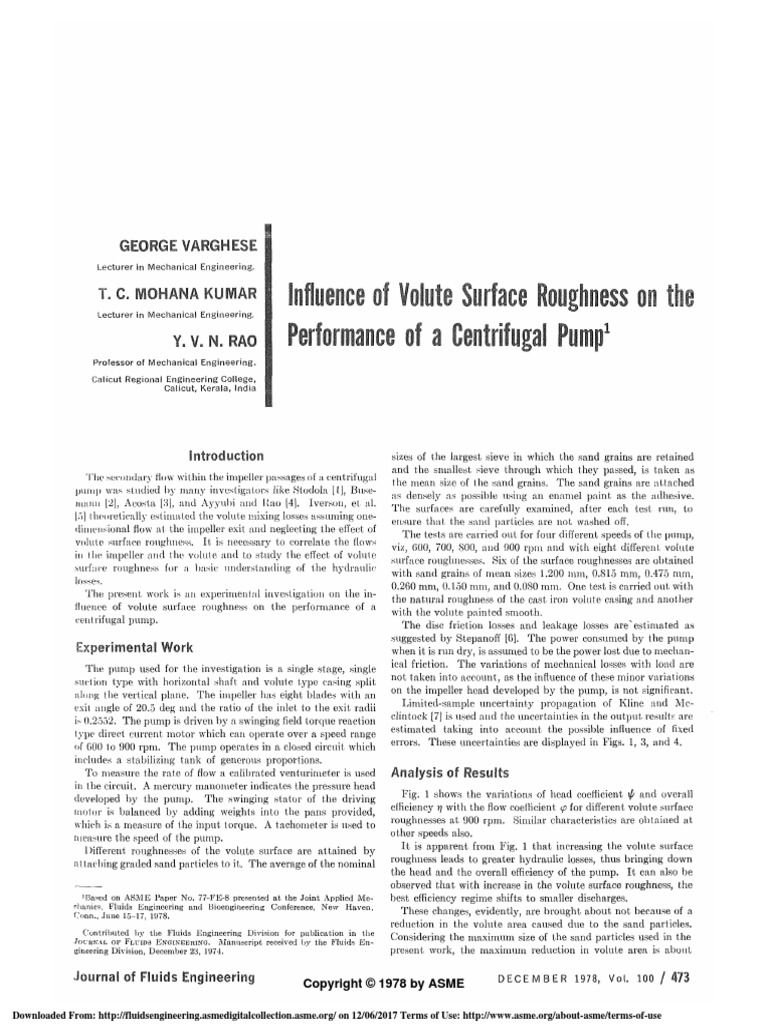 Influence of Volute Surface Roughness On The Performance of A ...