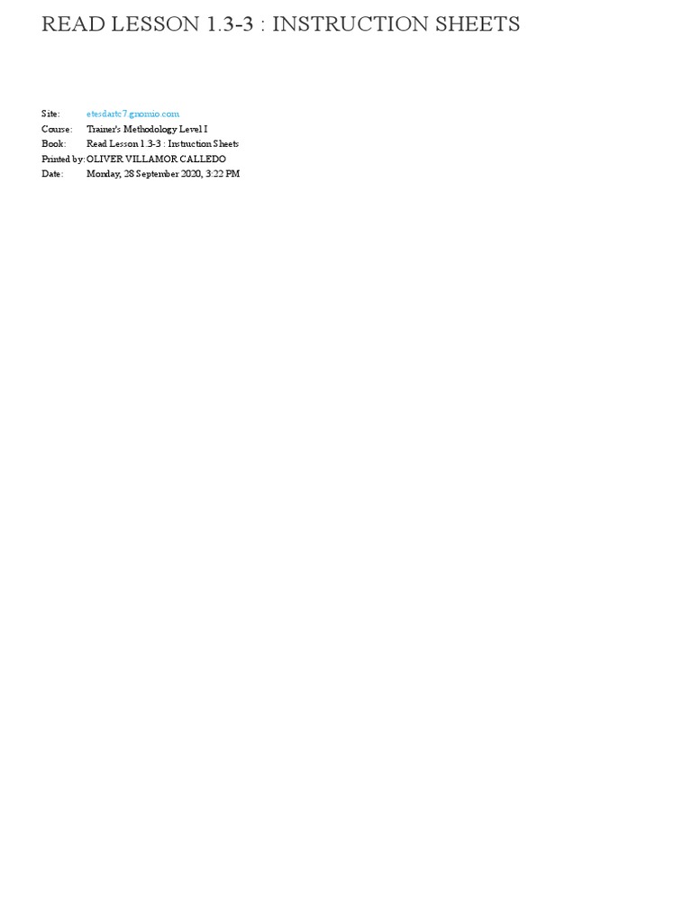 Read Lesson 1.3-3 - Instruction Sheets | PDF | Information | Learning