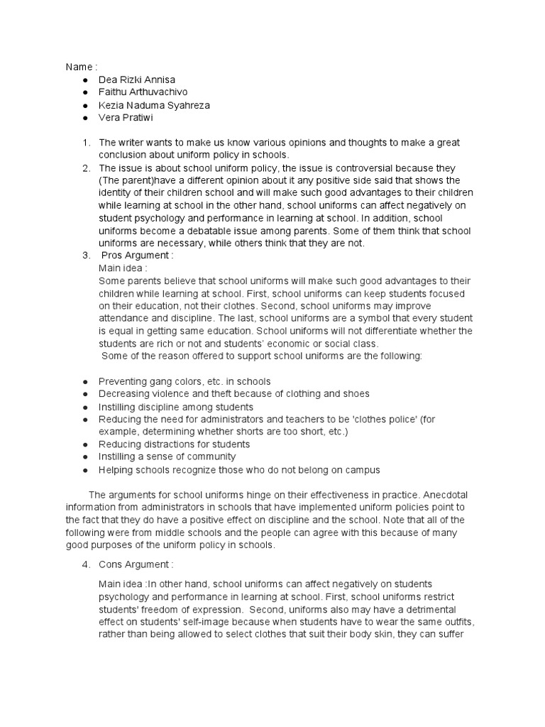 Room 4 School Uniform Policy PDF Psychological Concepts Social