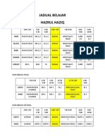 Jadual Belajar Haziq