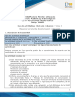 Guía de Actividades y Rúbrica de Evaluación - Unidad 3 - Tarea 3 - Manejo de Herramientas de Comunicación e Interacción