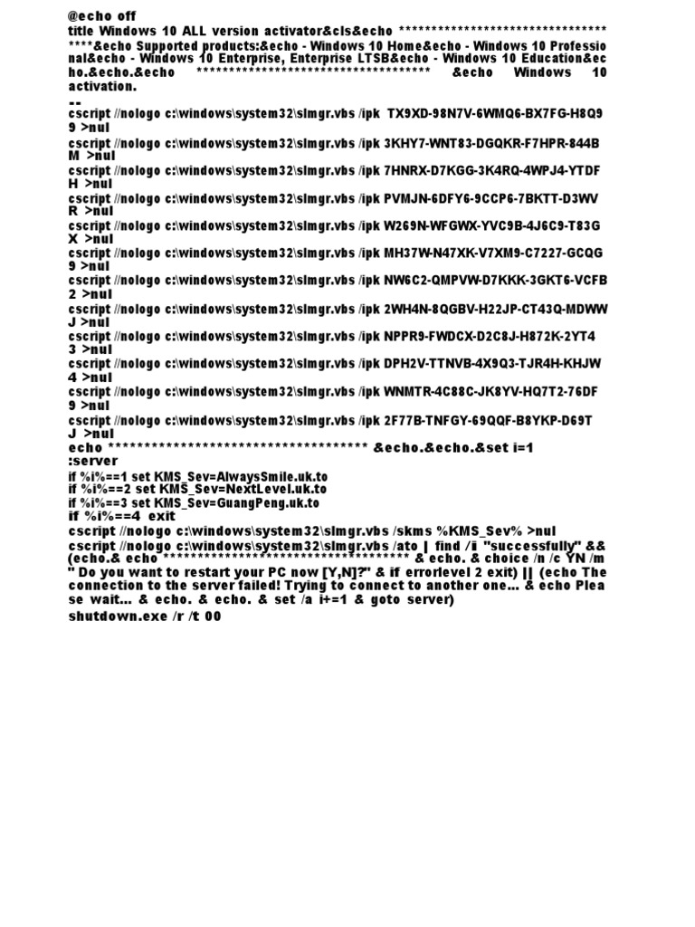 Windows 10 Activation Script Guide | PDF | Business | Technology ...