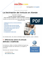 La Declinación Del Artículo en Alemán