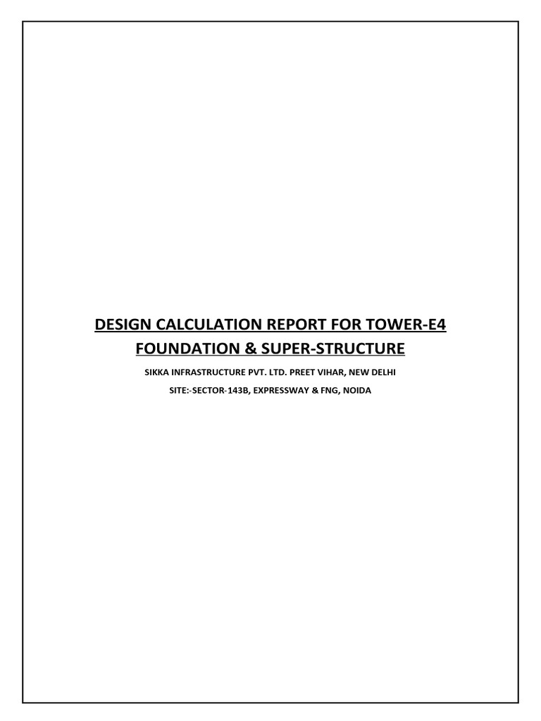 Tower-E4 Foundation Design Report | PDF | Bending | Beam (Structure)