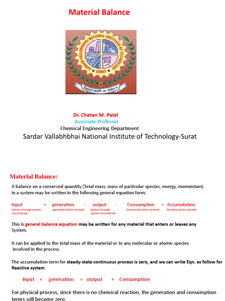 PPT-Material Balance - 1 - 2020 | PDF | Stoichiometry | Mole (Unit)