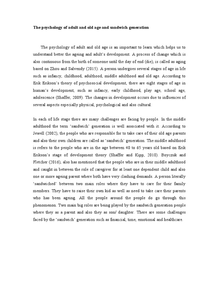The Psychology of Adult and Old Age and Sandwich G | PDF | Gerontology ...