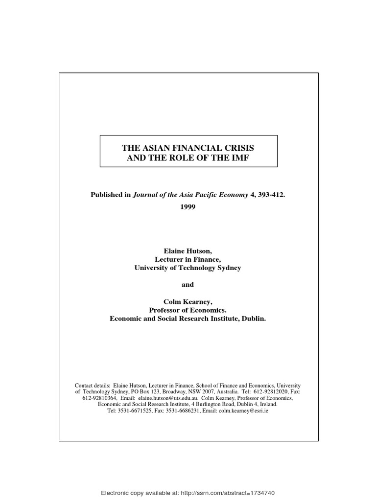 Asian Financial Crisis and IMF Role | PDF | 1997 Asian Financial Crisis ...