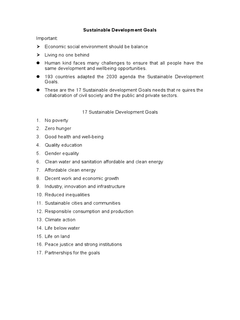 Overview of Sustainable Development Goals | PDF | Politics | Technology ...