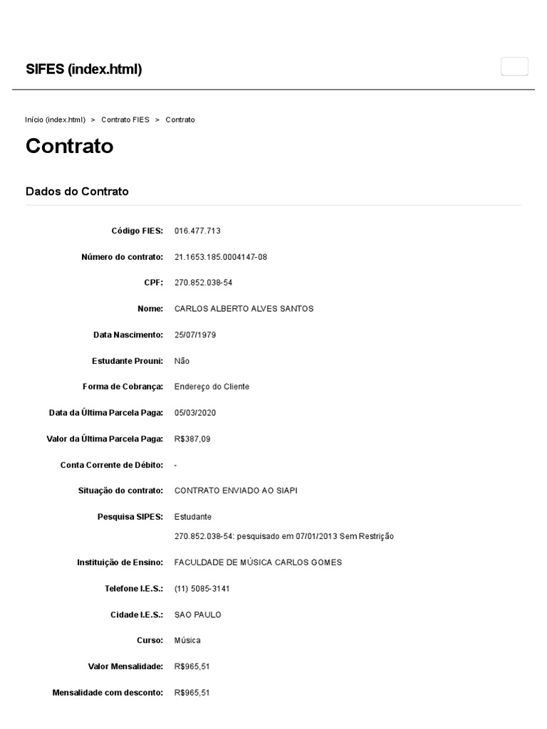 SIFES - Sistema de Financiamento Estudantil | PDF