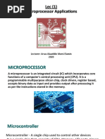 Lec (1) Microprocessor Applications: Lecturer: Arwa Alaaeldin Mursi Elamin 2020