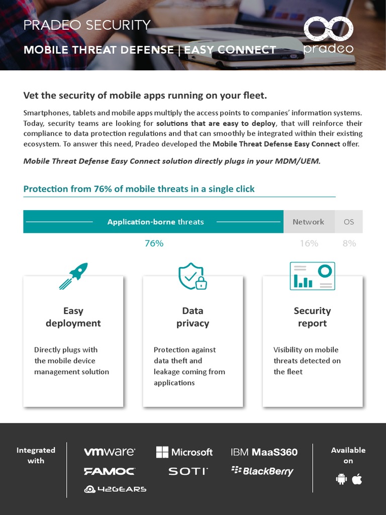 Pradeo Mobile Threat Defense Overview | PDF | Mobile App | Cloud Computing