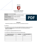 Faculty of Higher Education: Assignment Cover Sheet