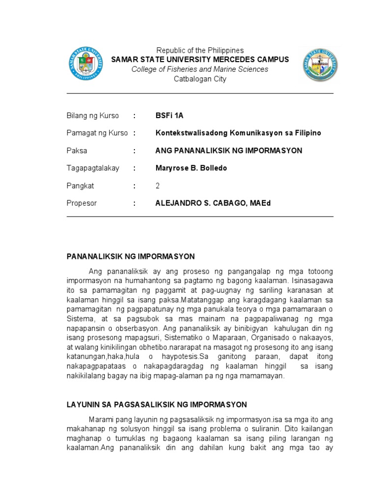 Pananaliksik NG Impormasyon | PDF