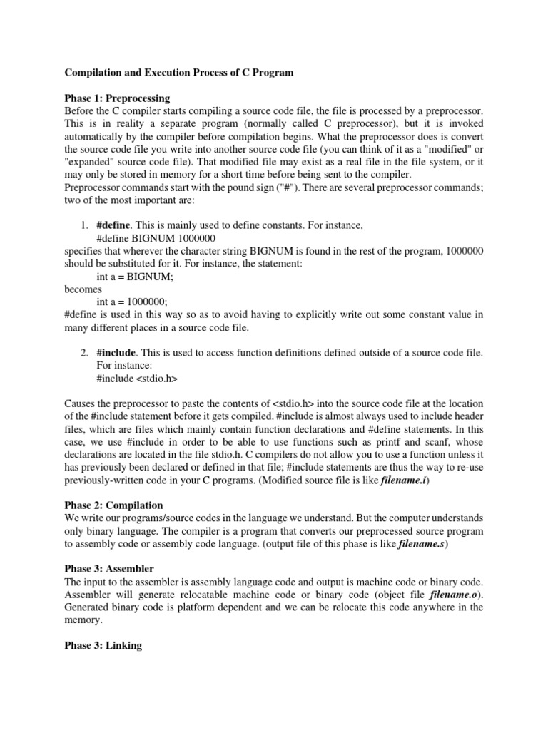 Compilation and Execution Process of C Program | PDF | Library ...