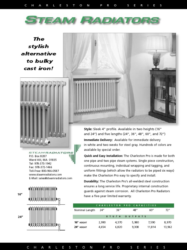 Charleston Pro Steam Radiator Guide | PDF | Pipe (Fluid Conveyance) | Steam