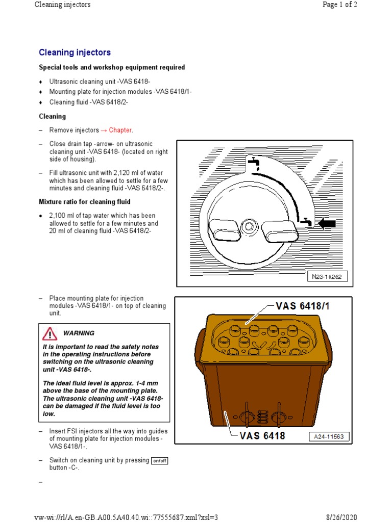 Cleaning Injectors: Special Tools and Workshop Equipment Required | PDF