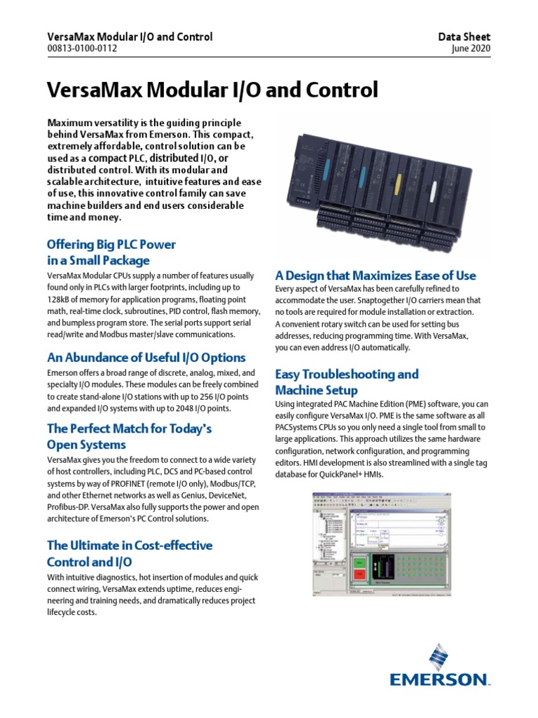Product Data Sheet Versamax Modular I o Control Emerson en 6156728 ...