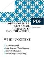 Open Courses Myanmar Strategic English Week 4: U Yan Naing Se Nyunt