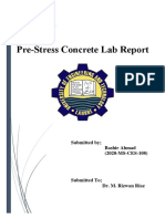 Pre-Stress Concrete Lab Report: Submitted by Bashir Ahmad (2020-MS-CES-108)