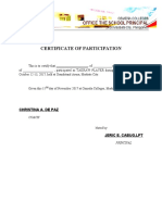 Certificate of Participation: Christina A. de Paz