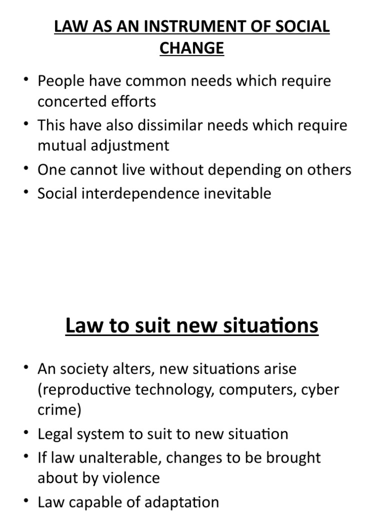 Law as an Instrument for Peaceful Social Progress An Analysis of How