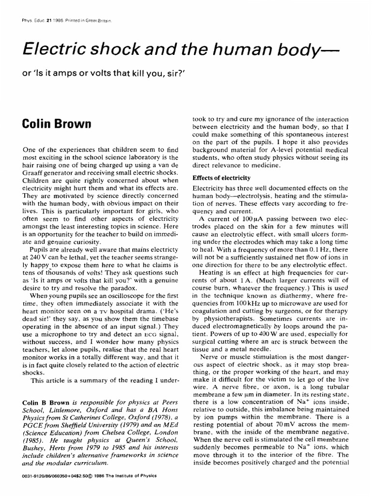 Electric Shock PDF PDF Capacitor Heart
