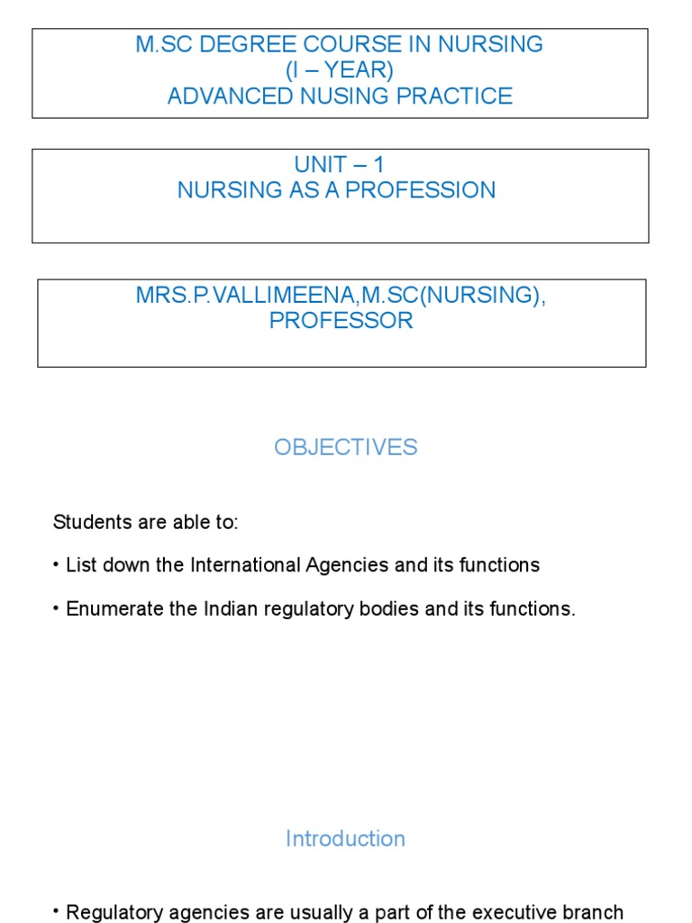 Regulatory Bodies PPT Final PDF Midwife Nursing