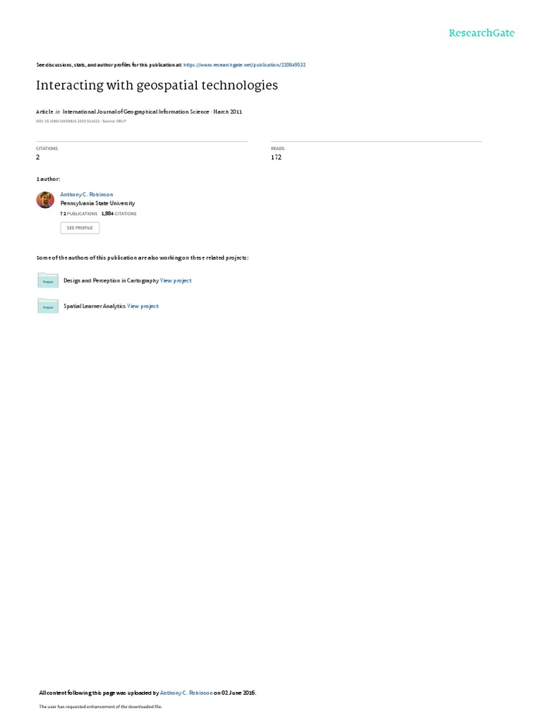 Interacting With Geospatial Technologies International Journal of