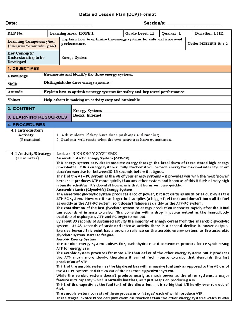 Detailed Lesson Plan (DLP) Format Date: - Section/s | PDF | Cellular ...