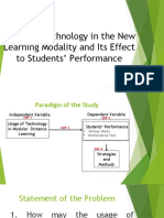 Usage of Technology in The New Learning Modality and Its Effect To Students' Performance