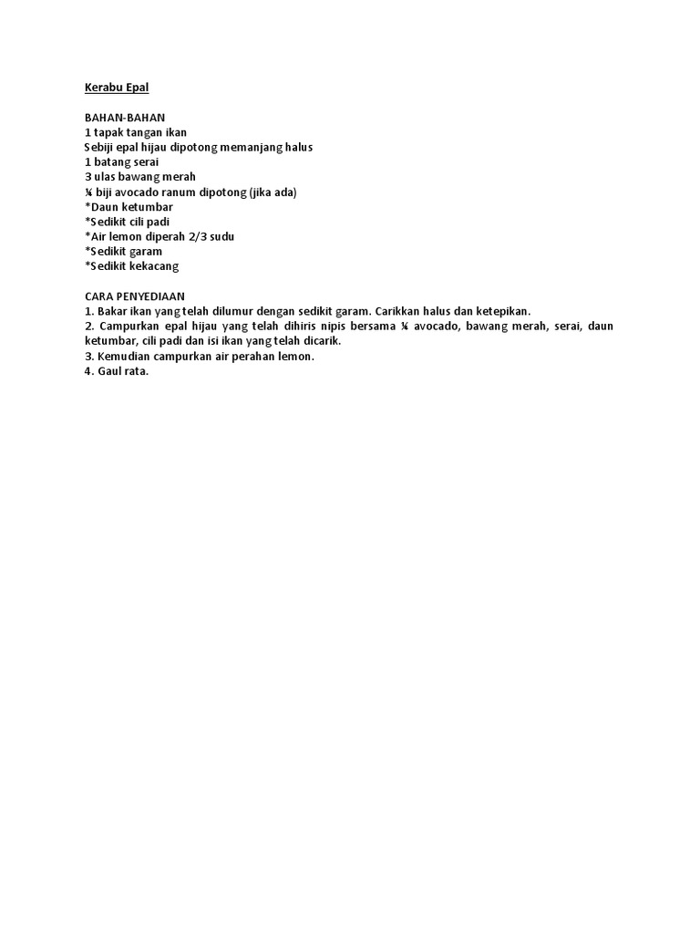 Resepi Kerabu Epal Pdf
