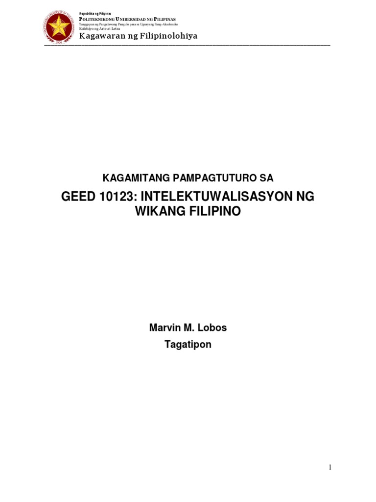 MODYUL SA Intelektuwalisasyon NG Wikang Filipino-1 | PDF