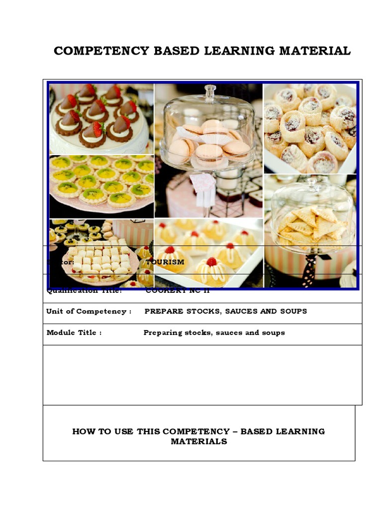 Cookery NC II: Stocks, Sauces, Soups Module | PDF | Salad | Soup