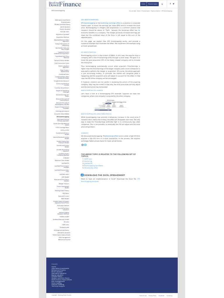 EPS Bootstrapping Bootstrap Earnings e Ect PDF Stock Valuation
