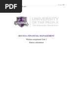 Bus 5111: Financial Management: Written Assignment Unit 1 Ratios Calculation