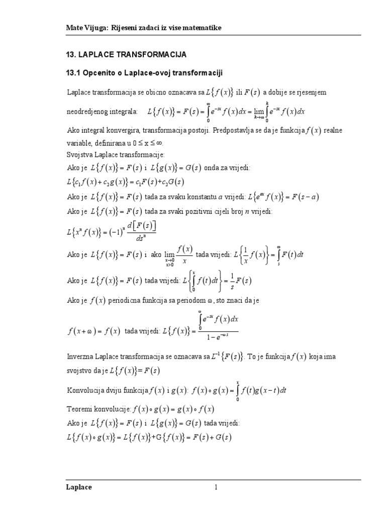 Laplace Transformacija PDF | PDF