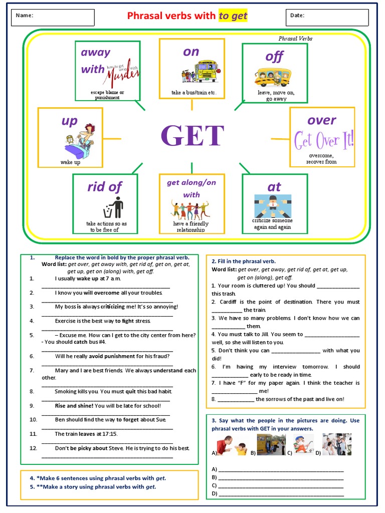 phrasal verbs with get exercises pdf language mechanics linguistics
