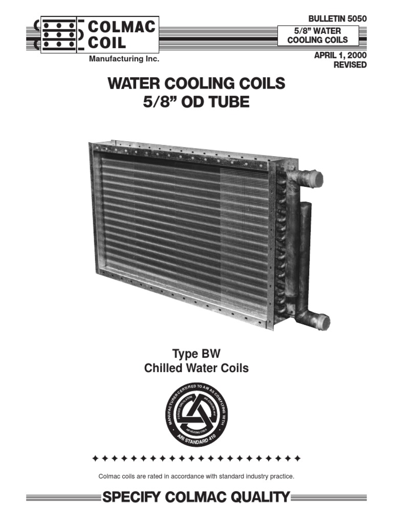 Colmac Chilled Water Cooling Coils | PDF | Pipe (Fluid Conveyance ...