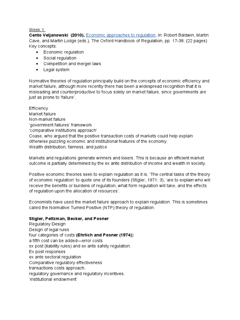 Econ Regulation Concepts PDF CostBenefit Analysis Externality