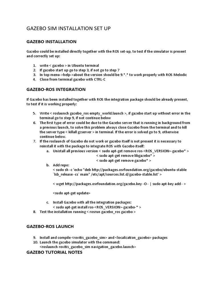 Gazebo Sim Setup PDF Real Time Computing Namespace