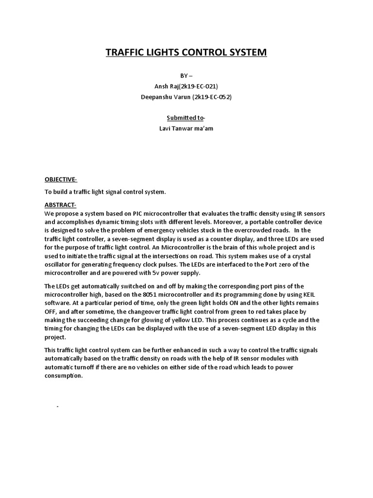 Traffic Lights Control System PDF