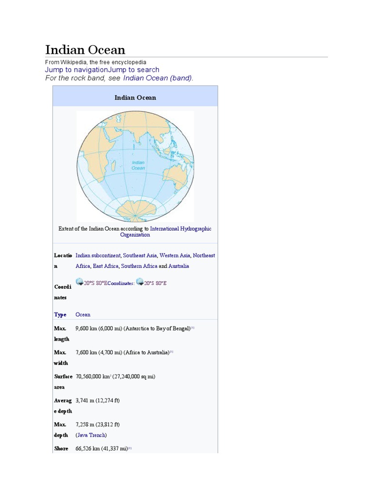 Indian Ocean Geography and Facts | PDF | Indian Ocean | Earth Sciences