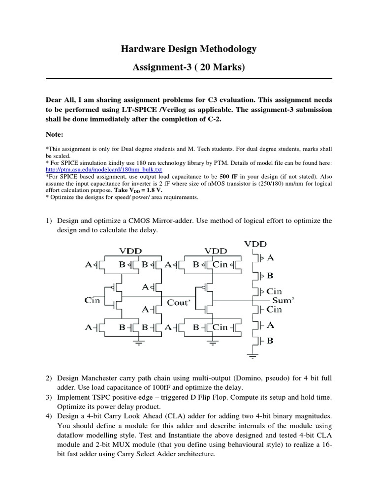 CMOS Design Assignment for M.Tech Students | PDF | Computers