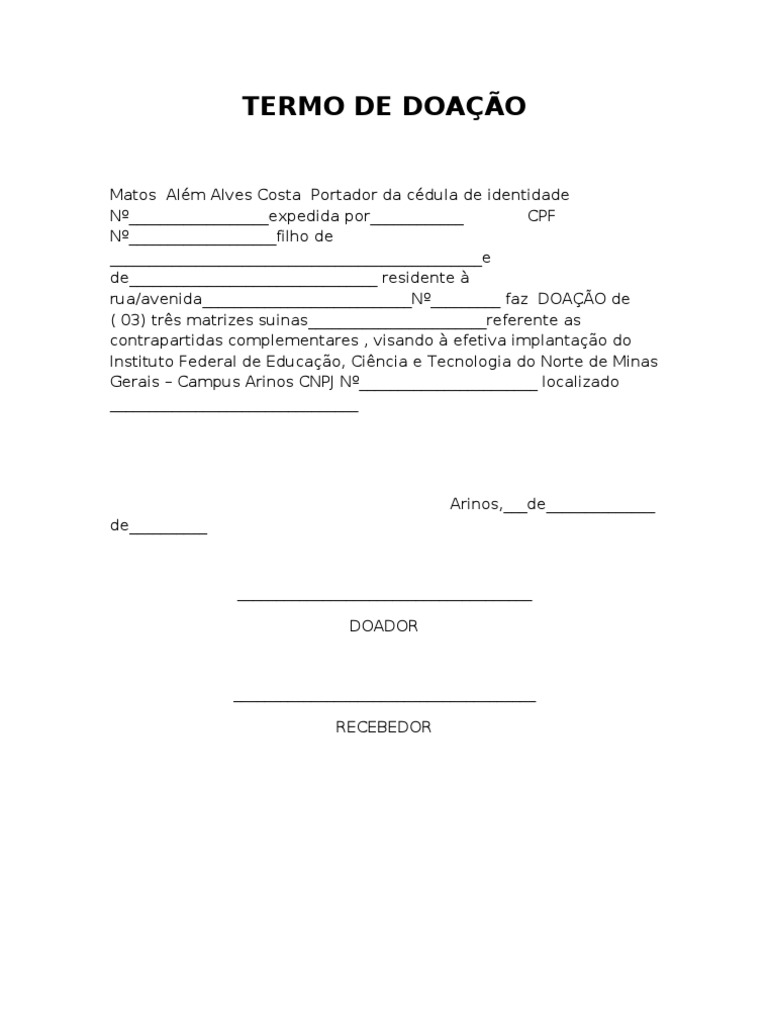 Termo de Doação | PDF