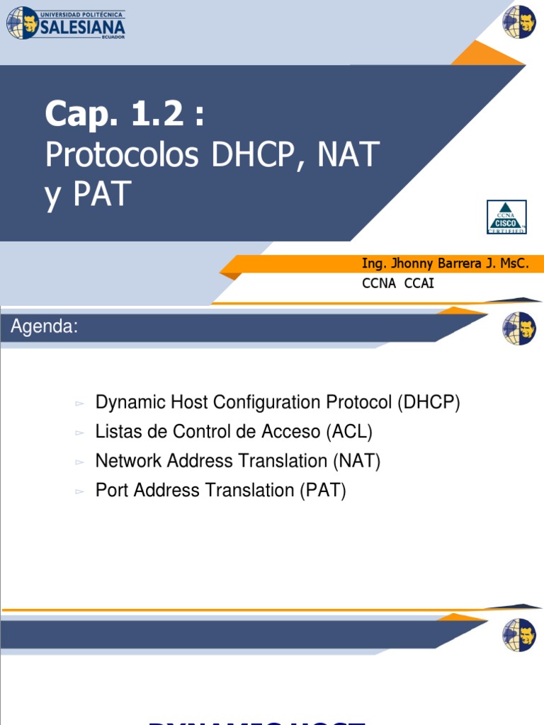 UPS Redes II Cap 1.2 NATDHCP PDF Dirección IP Arquitectura de