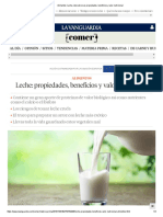 Alimentos - Leche, Descubre Sus Propiedades, Beneficios y Valor Nutricional